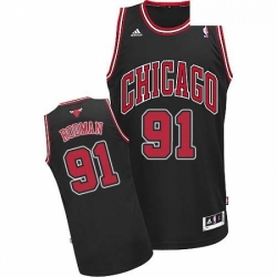 Youth Adidas Chicago Bulls 91 Dennis Rodman Swingman Black Alternate NBA Jersey