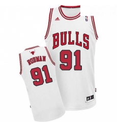 Youth Adidas Chicago Bulls 91 Dennis Rodman Swingman White Home NBA Jersey