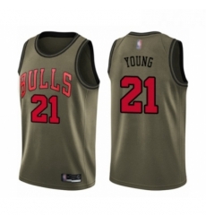 Youth Chicago Bulls 21 Thaddeus Young Swingman Green Salute to Service Basketball Jersey 