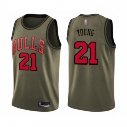 Youth Chicago Bulls 21 Thaddeus Young Swingman Green Salute to Service Basketball Jersey 