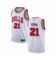 Youth Chicago Bulls 21 Thaddeus Young Swingman White Basketball Jersey Association Edition 