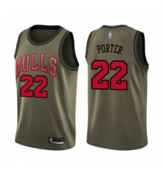 Youth Chicago Bulls 22 Otto Porter Swingman Green Salute to Service Basketball Jersey 