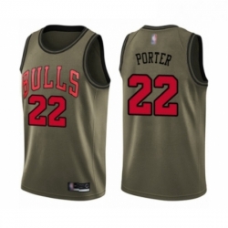 Youth Chicago Bulls 22 Otto Porter Swingman Green Salute to Service Basketball Jersey 