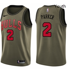Youth Nike Chicago Bulls 2 Jabari Parker Swingman Green Salute to Service NBA Jersey 
