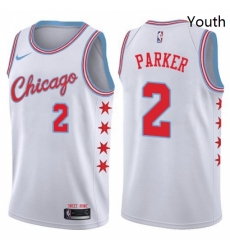Youth Nike Chicago Bulls 2 Jabari Parker Swingman White NBA Jersey City Edition 