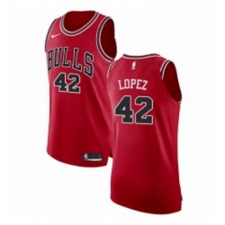 Youth Nike Chicago Bulls 42 Robin Lopez Authentic Red Road NBA Jersey Icon Edition