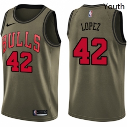Youth Nike Chicago Bulls 42 Robin Lopez Swingman Green Salute to Service NBA Jersey