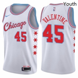 Youth Nike Chicago Bulls 45 Denzel Valentine Swingman White NBA Jersey City Edition