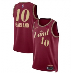 Men Cleveland Cavaliers 10 Darius Garland Wine 2023 24 City Edition Stitched Jersey