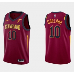 Men Cleveland Cavaliers 10 Darius Garland Wine Red Icon Edition Stitched Basketball Jersey