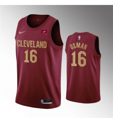 Men Cleveland Cavaliers 16 Cedi Osman Wine Icon Edition Stitched Basketball Jersey