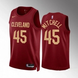 Men Cleveland Cavaliers 45 Donovan Mitchell Red Stitched Basketball Jersey