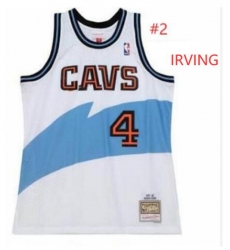 Men Cleveland Cavs #2 Kyrie Irving White Hard Classic M&N Jersey