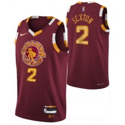 Men's Cleveland Cavaliers #2 Collin Sexton Red 2021 2022 75th Anniversary City Edition Swingman Stitched Jersey