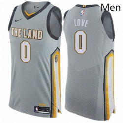 Mens Nike Cleveland Cavaliers 0 Kevin Love Authentic Gray NBA Jersey City Edition