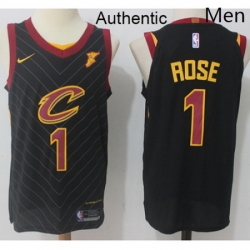 Mens Nike Cleveland Cavaliers 1 Derrick Rose Black NBA Authentic Statement Edition Jersey 