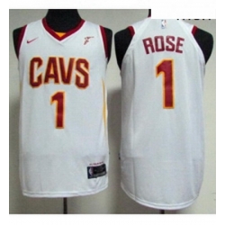Mens Nike Cleveland Cavaliers 1 Derrick Rose White Stitched NBA Swingman Jersey 