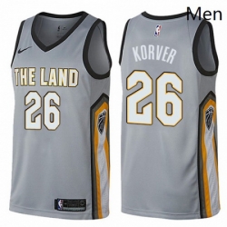 Mens Nike Cleveland Cavaliers 26 Kyle Korver Swingman Gray NBA Jersey City Edition 