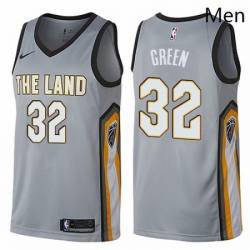 Mens Nike Cleveland Cavaliers 32 Jeff Green Swingman Gray NBA Jersey City Edition 