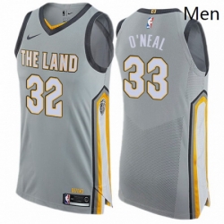Mens Nike Cleveland Cavaliers 33 Shaquille ONeal Authentic Gray NBA Jersey City Edition