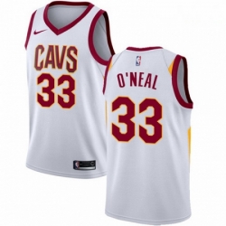 Mens Nike Cleveland Cavaliers 33 Shaquille ONeal Authentic White Home NBA Jersey Association Edition