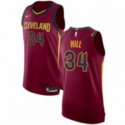 Mens Nike Cleveland Cavaliers 34 Tyrone Hill Authentic Maroon Road NBA Jersey Icon Edition