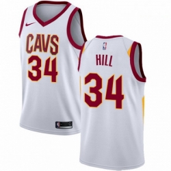 Mens Nike Cleveland Cavaliers 34 Tyrone Hill Authentic White Home NBA Jersey Association Edition