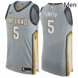 Mens Nike Cleveland Cavaliers 5 JR Smith Authentic Gray NBA Jersey City Edition