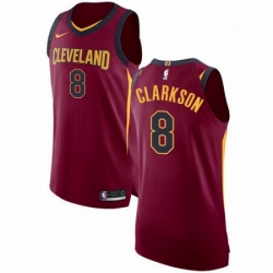 Mens Nike Cleveland Cavaliers 8 Jordan Clarkson Authentic Maroon NBA Jersey Icon Edition 
