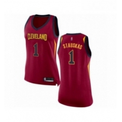 Womens Cleveland Cavaliers 1 Nik Stauskas Authentic Maroon Basketball Jersey Icon Edition 