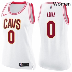 Womens Nike Cleveland Cavaliers 0 Kevin Love Swingman WhitePink Fashion NBA Jersey