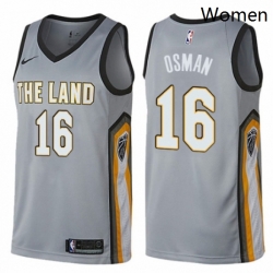 Womens Nike Cleveland Cavaliers 16 Cedi Osman Swingman Gray NBA Jersey City Edition 