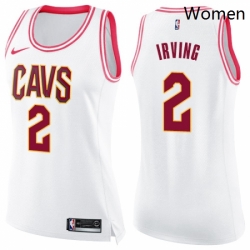 Womens Nike Cleveland Cavaliers 2 Kyrie Irving Swingman WhitePink Fashion NBA Jersey