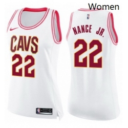 Womens Nike Cleveland Cavaliers 22 Larry Nance Jr Swingman WhitePink Fashion NBA Jersey 