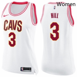 Womens Nike Cleveland Cavaliers 3 George Hill Swingman WhitePink Fashion NBA Jersey 