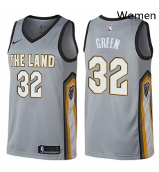 Womens Nike Cleveland Cavaliers 32 Jeff Green Swingman Gray NBA Jersey City Edition 