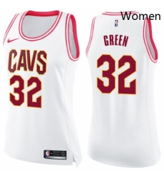 Womens Nike Cleveland Cavaliers 32 Jeff Green Swingman WhitePink Fashion NBA Jersey 