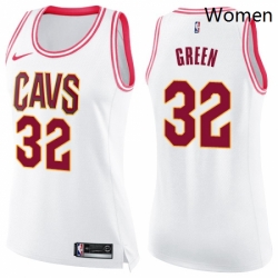 Womens Nike Cleveland Cavaliers 32 Jeff Green Swingman WhitePink Fashion NBA Jersey 