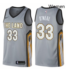 Womens Nike Cleveland Cavaliers 33 Shaquille ONeal Swingman Gray NBA Jersey City Edition