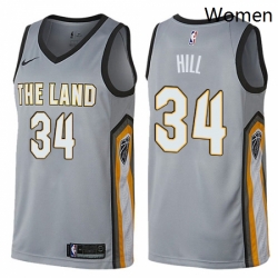 Womens Nike Cleveland Cavaliers 34 Tyrone Hill Swingman Gray NBA Jersey City Edition
