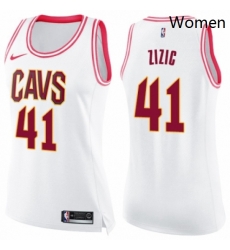 Womens Nike Cleveland Cavaliers 41 Ante Zizic Swingman WhitePink Fashion NBA Jersey 