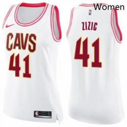 Womens Nike Cleveland Cavaliers 41 Ante Zizic Swingman WhitePink Fashion NBA Jersey 