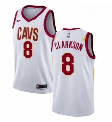 Womens Nike Cleveland Cavaliers 8 Jordan Clarkson Authentic White NBA Jersey Association Edition 
