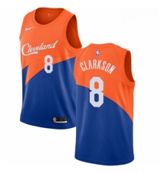 Womens Nike Cleveland Cavaliers 8 Jordan Clarkson Swingman Blue NBA Jersey City Edition 