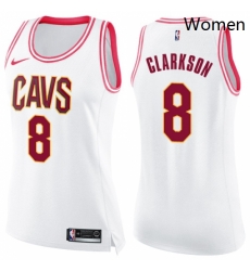 Womens Nike Cleveland Cavaliers 8 Jordan Clarkson Swingman WhitePink Fashion NBA Jersey 