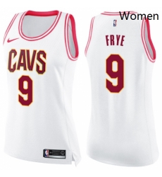 Womens Nike Cleveland Cavaliers 9 Channing Frye Swingman White Pink Fashion NBA Jersey