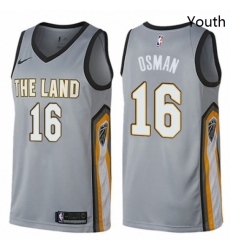 Youth Nike Cleveland Cavaliers 16 Cedi Osman Swingman Gray NBA Jersey City Edition 