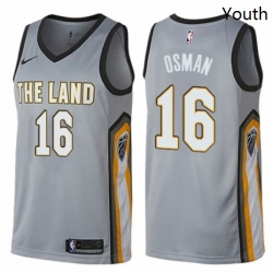 Youth Nike Cleveland Cavaliers 16 Cedi Osman Swingman Gray NBA Jersey City Edition 