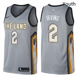 Youth Nike Cleveland Cavaliers 2 Kyrie Irving Swingman Gray NBA Jersey City Edition