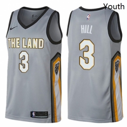 Youth Nike Cleveland Cavaliers 3 George Hill Swingman Gray NBA Jersey City Edition 